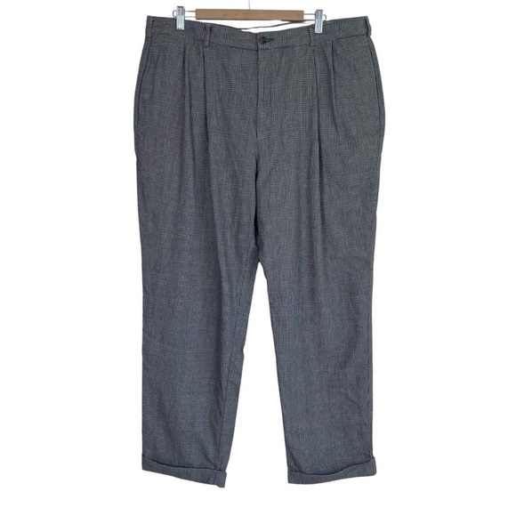 Tommy Hilfiger Vintage 90s Pleated Houndstooth Cuffed Pants Dark Academia 40x32 - Picture 1 of 16